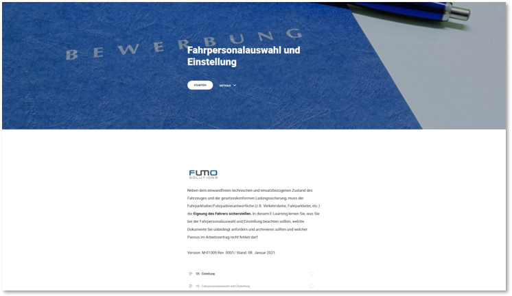 E-Learning: Fahrpersonalauswahl und Einstellung